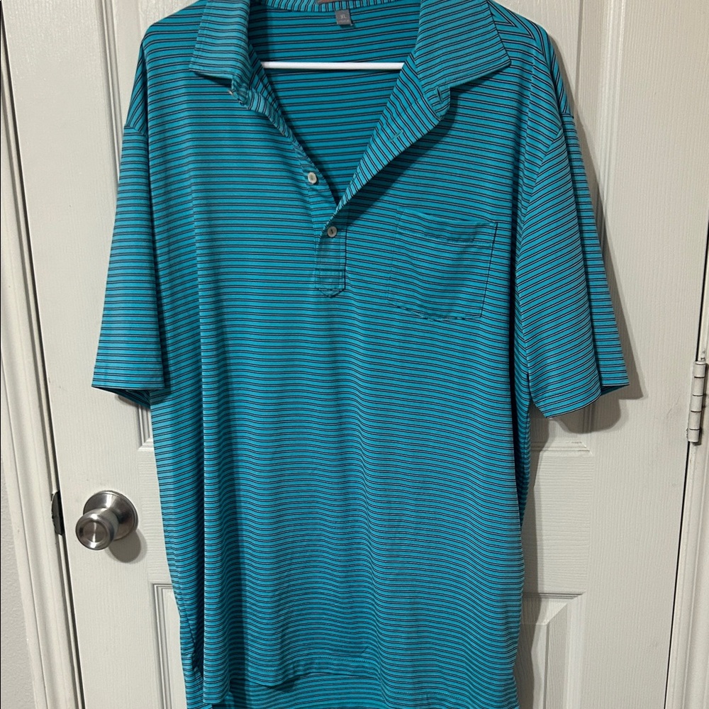 Peter Millar Teal Striped Polo Shirt